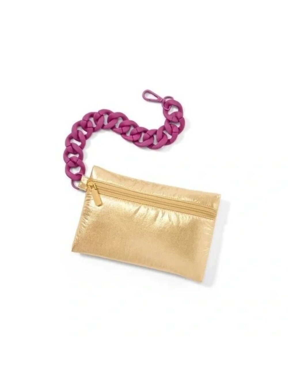 Large Puffer Tote Bag Kika Vargas Shiny Metallic Gold w/ Clip on Mini Bag - Picture 5 of 9